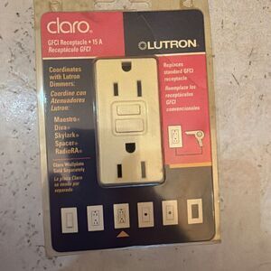 New Lutron Claro 15A GFCI Receptacle Duplex Outlet Almond GFR5252ALM NOS